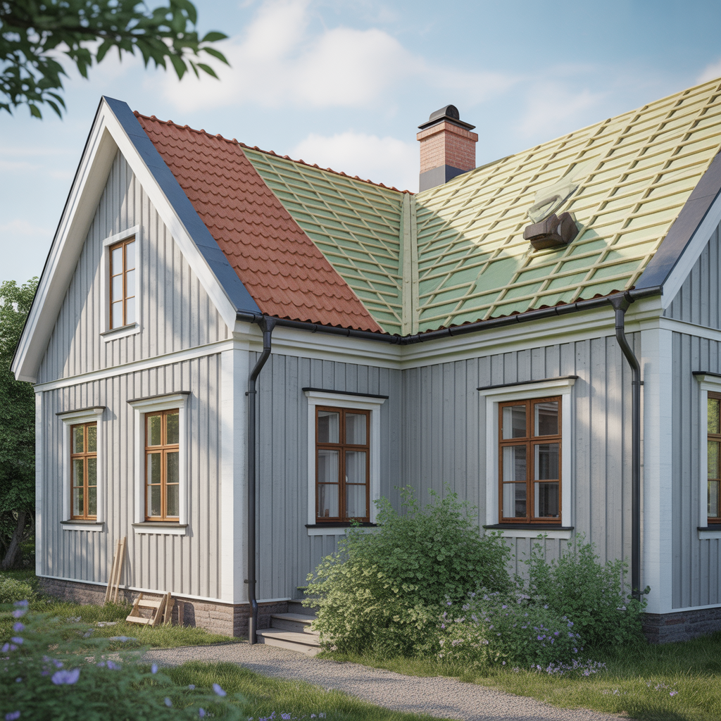 9.Sa har byter du ut takmaterial utan att paverka husets design